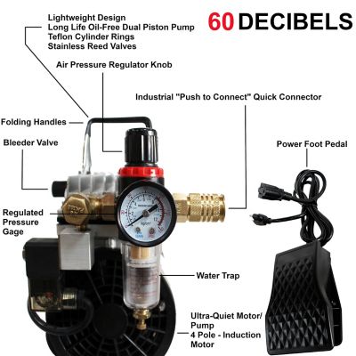 Image showing 6 th California Air Tools 2 HP Tankless Ultra Quiet and Oil-Free Air Compressor with Power Pedal