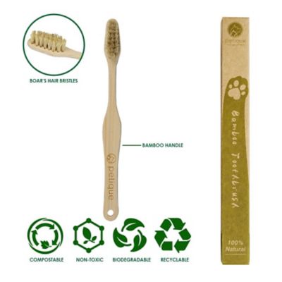 Petique Eco-Friendly Large Bamboo Toothbrush for Dogs, 0.5 lb.