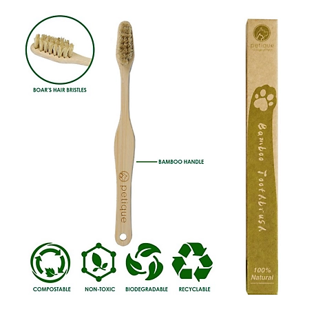 Petique Eco-Friendly Large Bamboo Toothbrush for Dogs, 0.5 lb.