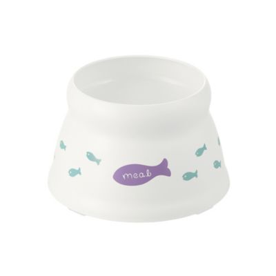 Image showing  0.6-Cup Raised Polypropylene Fish-Patterned Cat Bowl
