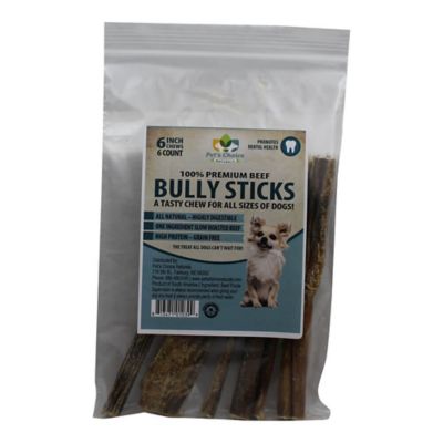 Pet's Choice Pharmaceuticals 6 in. Natural Premium Bully Stick Dog Chew Treats, 6 ct
