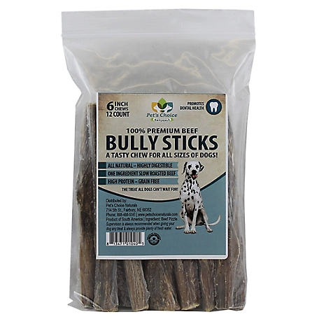 Pet's Choice Pharmaceuticals 6 in. Natural Premium Bully Stick Dog Chew Treats, 12 ct.
