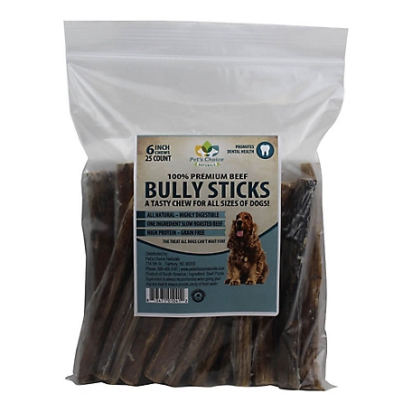 Pet's Choice Pharmaceuticals 6 in. Natural Premium Bully Stick Dog Chew Treats, 25 ct.