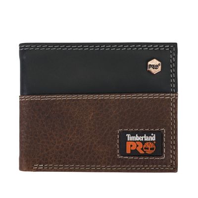 Timberland PRO RFID-Blocking Slim Leather Bifold Wallet, Black/Brown
