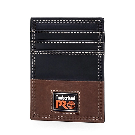 Timberland PRO Leather Front Pocket Wallet with Money Clip, Teak