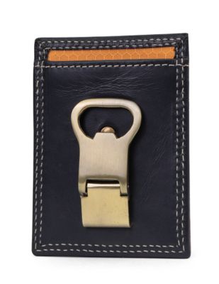Image showing  Leather Front Pocket Wallet with Money Clip, Teak