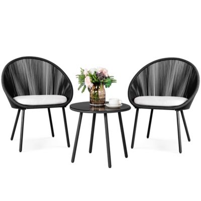 Image showing Nuu Garden Outdoor 3 pc. Patio Woven Rope Bistro Set with Cushions