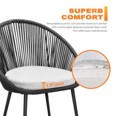 Image showing 7 th Nuu Garden Outdoor 3 pc. Patio Woven Rope Bistro Set with Cushions