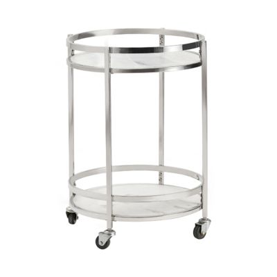Crestview Collection Round Hadley Marble Wheeled Bar Cart