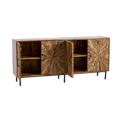 Image showing  4-Door Roswell Sideboard Console Table, 72 in. x 16 in. x 33 in., Medium-Brown