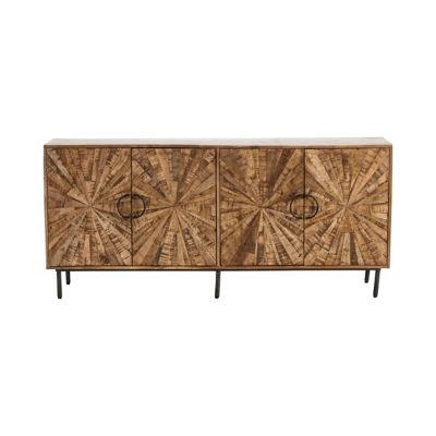 Image showing  4-Door Roswell Sideboard Console Table, 72 in. x 16 in. x 33 in., Medium-Brown