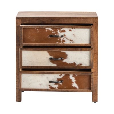 Crestview Collection Worth Brown Cowhide 3-Drawer Chest