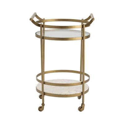Crestview Collection Round Vine Grove Metal and Glass Bar Cart