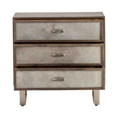Image showing  Theodore 3-Drawer Grey Cowhide Chest