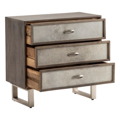 Image showing  Theodore 3-Drawer Grey Cowhide Chest