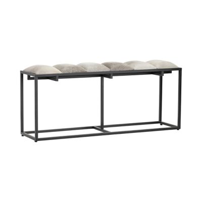 Crestview Collection Hampton Black Metal and Cowhide Bench