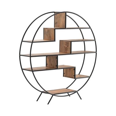 Image showing  7-Shelf Accord Round Metal and Wood Etagere