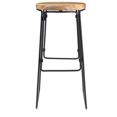 Stylewell black metal bar stool discount with back and natural seat