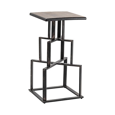 Crestview Collection Brandon Mango Wood and Black Metal Bar Stool, 16 in. x 16 in. x 30 in.