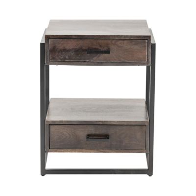 Crestview Collection Beckett Side Table with 2 Drawers, Medium-Brown
