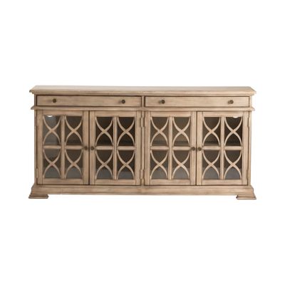 Crestview Collection 4-Door/2-Drawer Hawthorne Estate Fretwork Sideboard in Brushed Wheat Finish