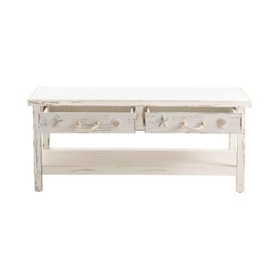 Crestview Collection Rectangular Seaside Coastal Cocktail Table, White