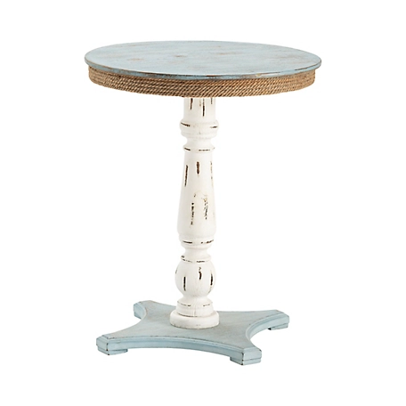 Crestview Collection Sea Isle 2-Tone Rustic Coastal Wood and Rope Apron Accent Table