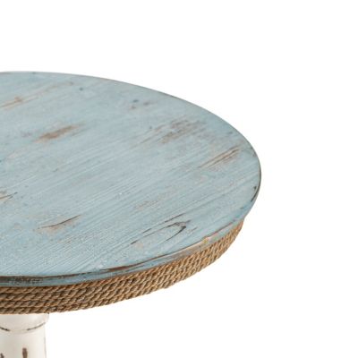 Image showing  Sea Isle 2-Tone Rustic Coastal Wood and Rope Apron Accent Table