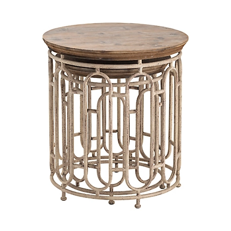 Crestview Collection Allyson Textured Metal and Wood Tables