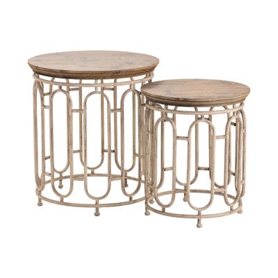 Image showing  2 pc. Allyson Textured Metal and Wood Table Set