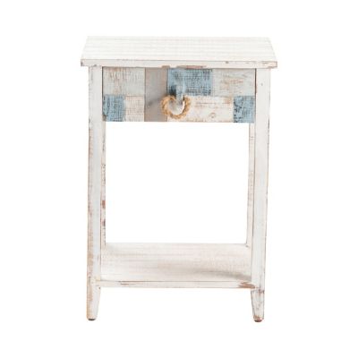Crestview Collection South Shore 1-Drawer Nautical Patchwork Accent Table