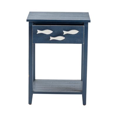 Image showing  Nautical Accent Table with 1 Drawer and Fish Hardware, Navy