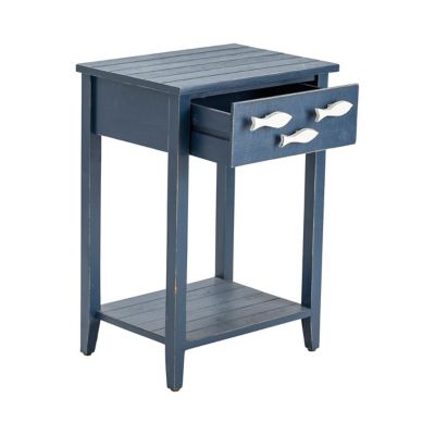 Image showing  Nautical Accent Table with 1 Drawer and Fish Hardware, Navy