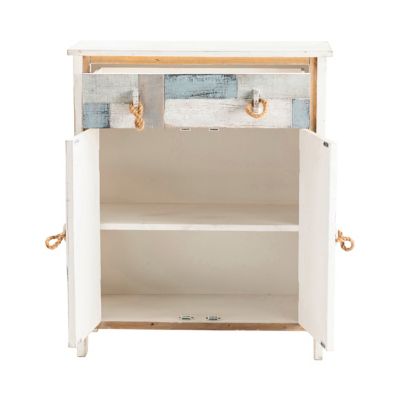 Image showing  30 in. x 14.25 in. x 36.25 in. 2-Door South Shore Nautical Patchwork Cabinet with 1-Drawer, Multicolor