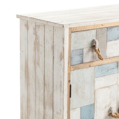 Image showing  30 in. x 14.25 in. x 36.25 in. 2-Door South Shore Nautical Patchwork Cabinet with 1-Drawer, Multicolor