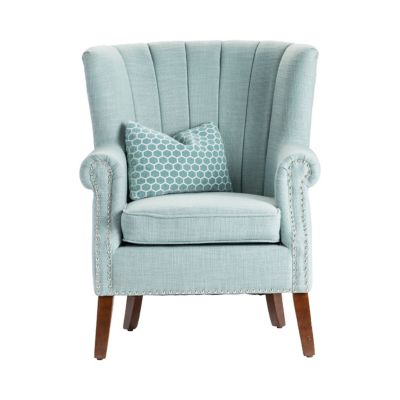 Crestview Collection 32 in. x 31 in. x 37.5 in. Avana Upholstered Channel Back Accent Chair with Kidney Pillow, Teal