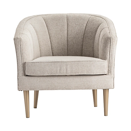 Crestview Collection Sutton Linen Upholstered Channel Back Chair, Champagne