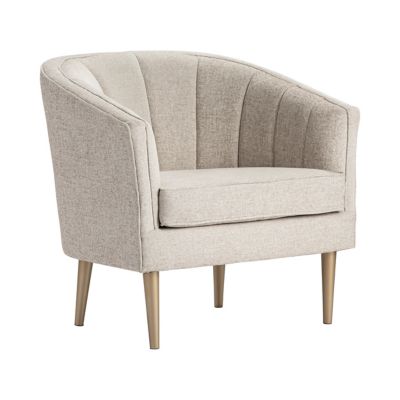 Image showing  30 in. x 32 in. x 33 in. Sutton Linen Upholstered Channel Back Chair, Champagne