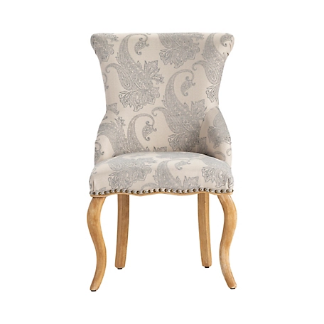 Crestview Collection Danielle Paisley Upholstered Accent Chair with Distressed Wood Legs