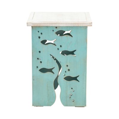 Crestview Collection Aquarium Square Accent Table, Seafoam/Whitewash