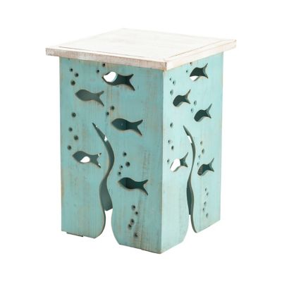 Image showing  Aquarium Square Accent Table, Seafoam/Whitewash