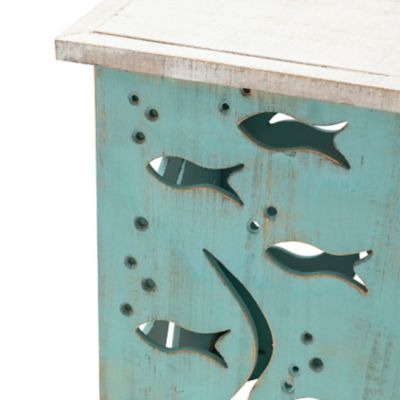 Image showing  Aquarium Square Accent Table, Seafoam/Whitewash