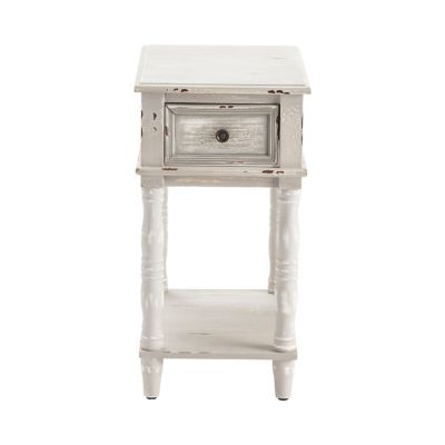Crestview Collection Weston 1-Drawer Chairside End Table, Chalk Grey