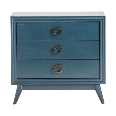 Crestview Collection Pomeroy Indigo 3-Drawer Chest with Gold Hardware