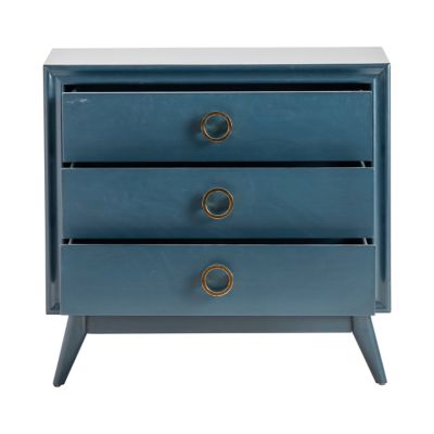 Image showing  Pomeroy Indigo 3-Drawer Chest with Gold Hardware