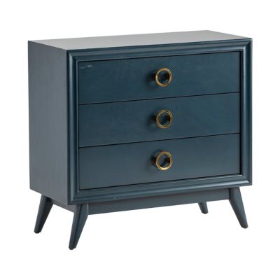Image showing  Pomeroy Indigo 3-Drawer Chest with Gold Hardware