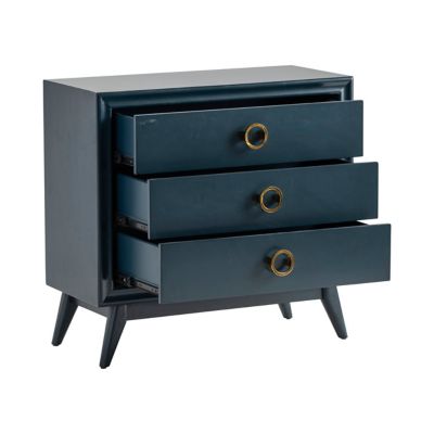Image showing  Pomeroy Indigo 3-Drawer Chest with Gold Hardware