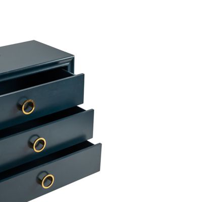 Image showing  Pomeroy Indigo 3-Drawer Chest with Gold Hardware