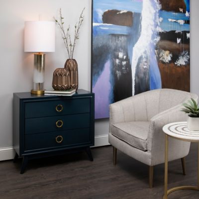 Image showing 6 th Crestview Collection Pomeroy Indigo 3-Drawer Chest with Gold Hardware