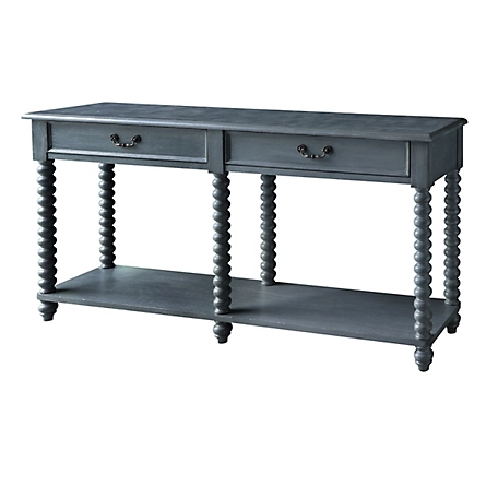 Crestview Collection 2-Drawer Morrisey Turned Leg Slate Grey Console